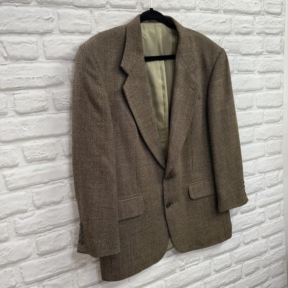 Vtg Oscar de‎ la Renta Mens Sport Coat Blazer 41R 100% Wool 2 Button Houndstooth